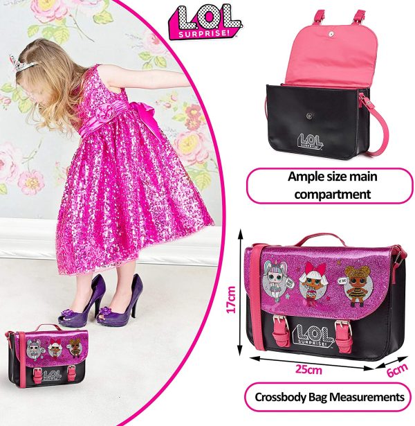 L.O.L. Surprise ! LOL Dolls Handbag For Girls Featuring Glitterati Doll Unicorn, Diva, Queen Bee | Black & Pink Kids Handbag Crossbody | Children Cross Body Bag | Fashion Shoulder Bags For Kids - Image 2