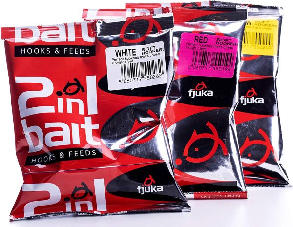 Fjuka 2in1 Bait - 3 bag pack white, yellow, red. The soft feed pellet that??s a perfect hookbait.