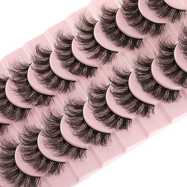 False Eyelashes Natural Fluffy Wispy Curly 3D Effect Short Lashes Lightweight 10 Pairs Pack 16MM by Wiwoseo - Image 6