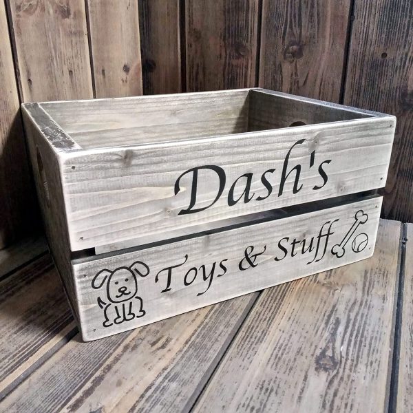 Dog Toy Box Personalised Storage Crate Handmade in England - Image 3