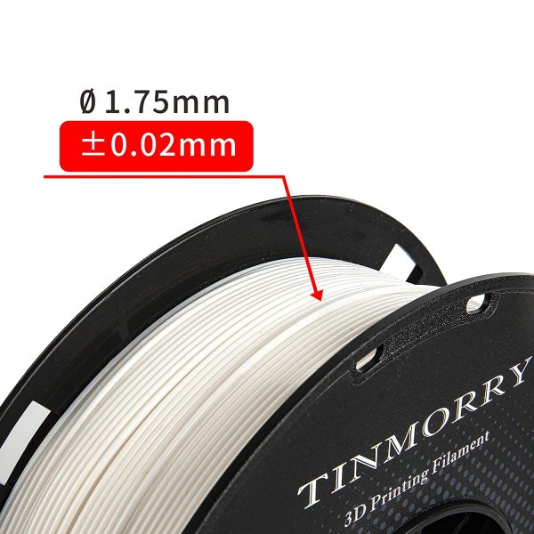 PLA Filament 1.75mm 1kg, TINMORRY PLA Filament 3D Printing Materials for 3D Printer, 1 Spool, Pure White - Image 2