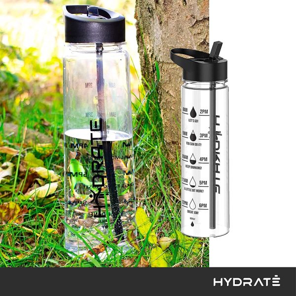 HYDRATE Motivational 900ml Straw Water Bottle ?C with Time Markings, BPA-Free - Image 3