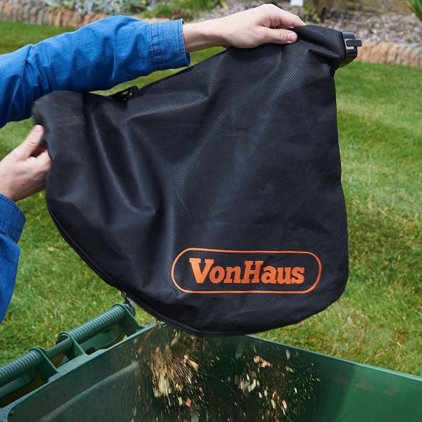 VonHaus 3 in 1 Leaf Blower - 3000W Garden Vacuum & Mulcher - 35 Litre Collection Bag, 10:1 Shredding Ratio, Automatic Mulching Compacts Leaves in Bag with 10m Cable