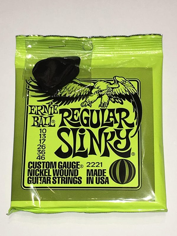 Ernie Ball Regular Slinky Electric Guitar Strings - includes 6 free plectrums