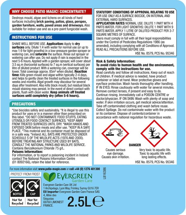 Patio Magic! Concentrate: Ideal for Patios, Paths and Driveways (Kills Algae and Lichens), 2.5 Litres