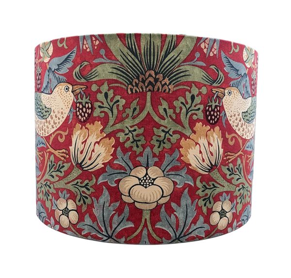 Handmade Lampshade William Morris Strawberry Thief Crimson Red - Image 4