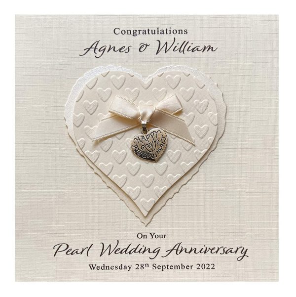 Personalised Pearl 30th Wedding Anniversary Card Luxury - Handmade UK