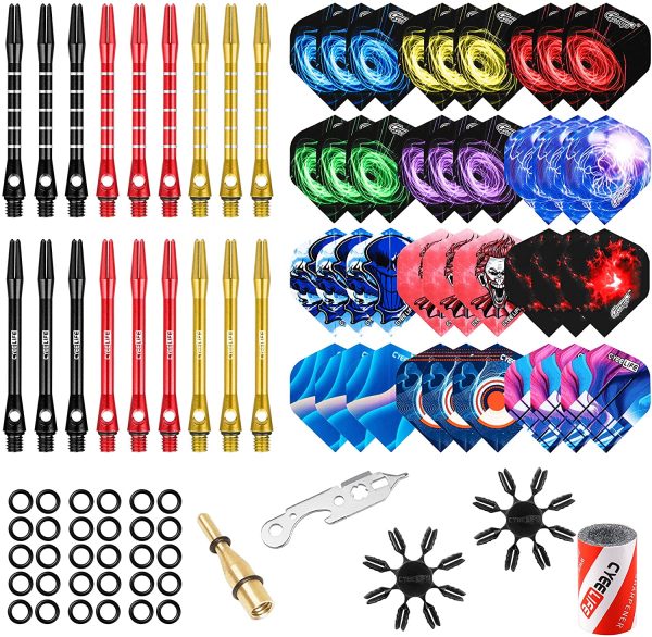 CyeeLife-Dart Accessories kit,36 Dart Flights+18 Aluminium Shafts+Sharpener+Dart Tool+100 Rubber Rings+16 Flight Protectors - Image 6