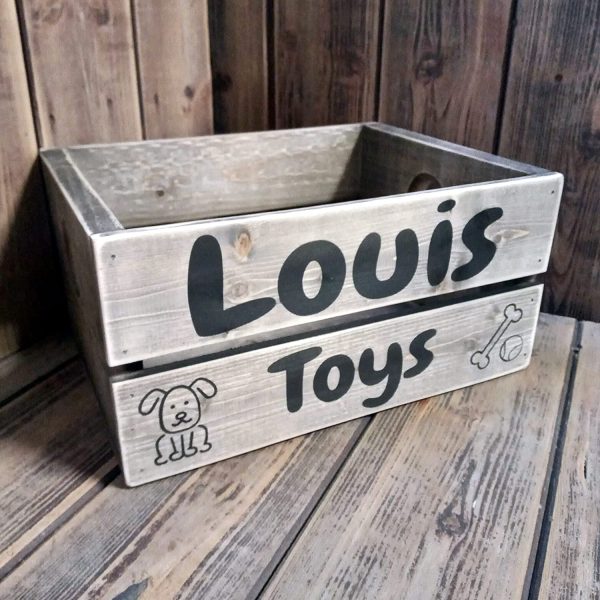 Dog Toy Box Personalised Storage Crate Handmade in England - Image 2