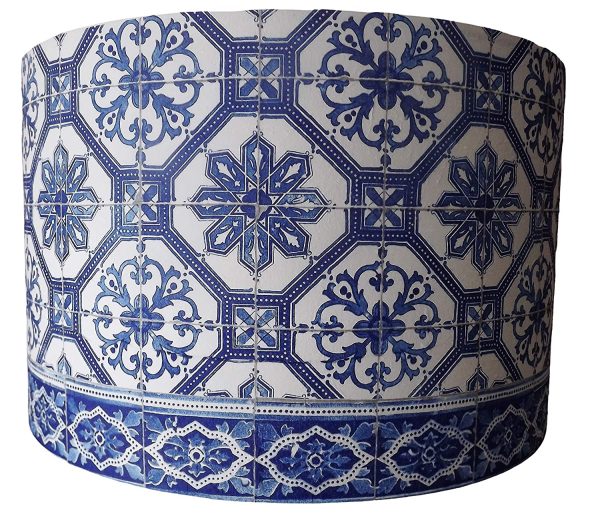 Blue Moroccan Tile Lampshade, vintage, shabby chic,Victorian