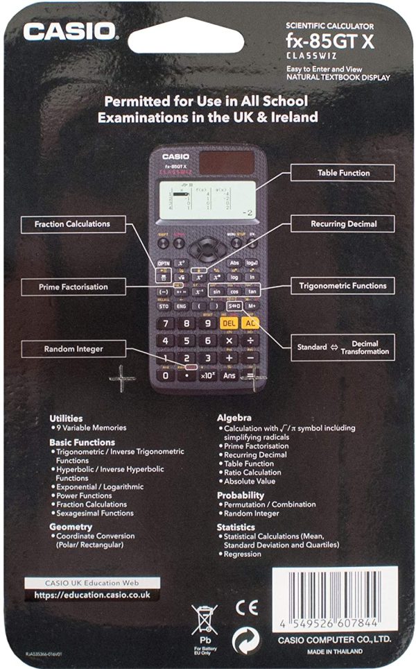 Casio fx-85GTX Scientific Calculator, Black