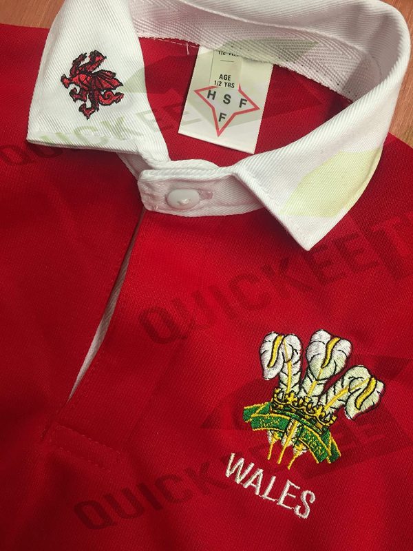 HSF/QuickeeTee Childrens Welsh Wales Cymru Tops 6 Nations World Cup Kids Full Sleeve Rugby Retro Shirts ??