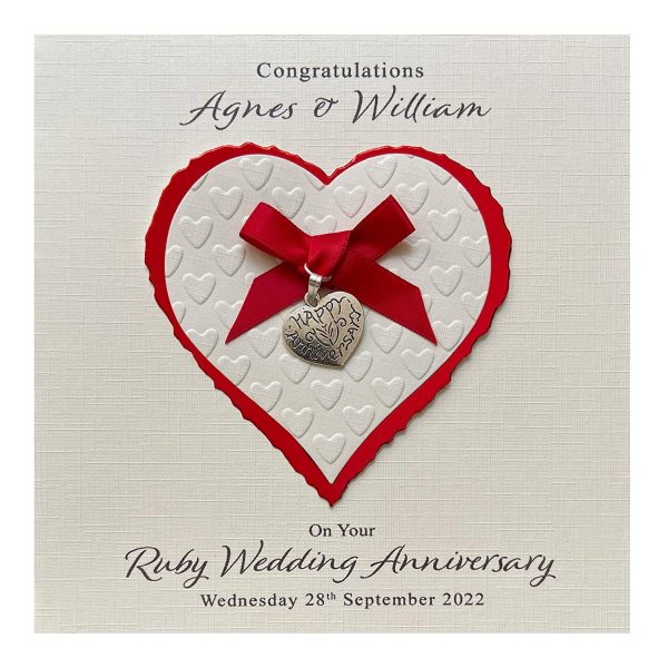 Personalised Ruby 40th Wedding Anniversary Card Luxury - Handmade UK - Image 2