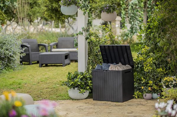 Keter City Outdoor Storage Box Garden Furniture 57.8 x 44 x 55 cm - Dark Grey - Image 3