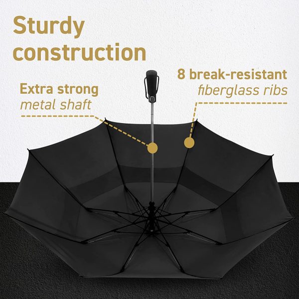 EEZ-Y Folding Golf Umbrella 58-inch Extra Large Windproof Double Canopy - Auto Open Sturdy Compact and Portable - Image 8