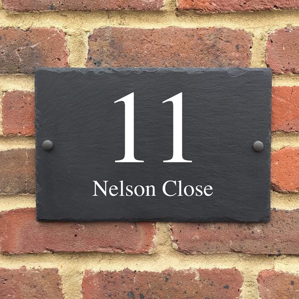 Bespoke Slate House Signs - Handmade Custom Door Number Wall Plaque with Rustic Black Farmhouse Design - Includes Screws & Fixings - Ideal for Home, Office, Gate, Porch - 200x300mm - Image 6