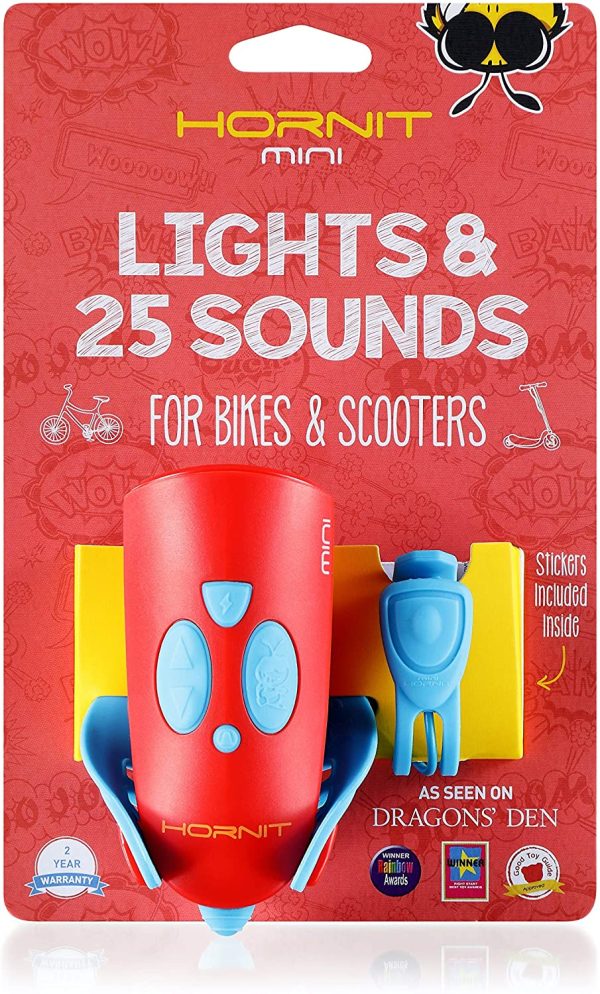 Hornit MINI Blue/Red | Bike & Scooter Horn and Light for Children and Kids| 25 Sound effects / 5 Lights - Image 6