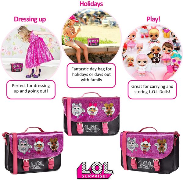 L.O.L. Surprise ! LOL Dolls Handbag For Girls Featuring Glitterati Doll Unicorn, Diva, Queen Bee | Black & Pink Kids Handbag Crossbody | Children Cross Body Bag | Fashion Shoulder Bags For Kids - Image 7