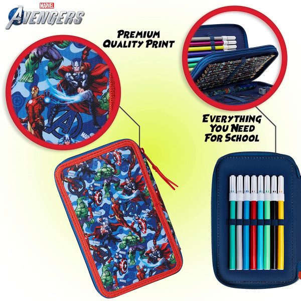 Marvel Large Pencil Case, Filled Pencil Cases with Avengers Stationary Sets, Marvel Gifts for Boys - Image 2