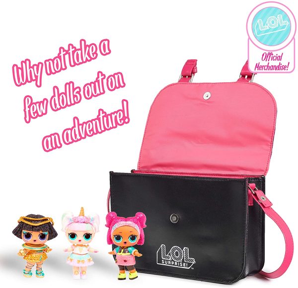 L.O.L. Surprise ! LOL Dolls Handbag For Girls Featuring Glitterati Doll Unicorn, Diva, Queen Bee | Black & Pink Kids Handbag Crossbody | Children Cross Body Bag | Fashion Shoulder Bags For Kids