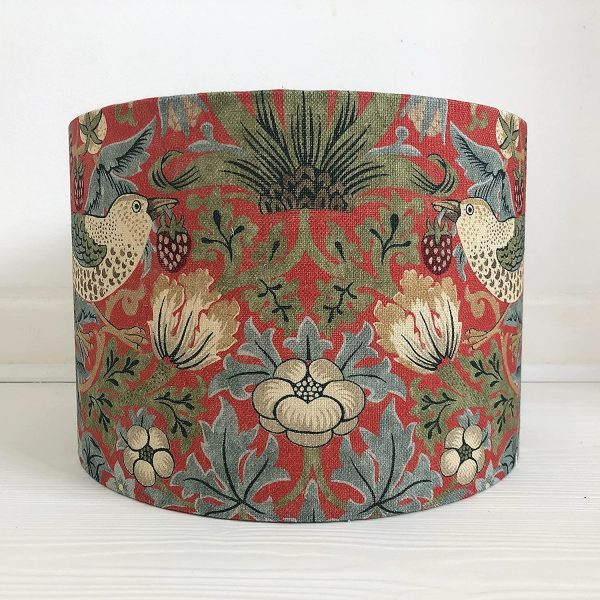 Handmade Lampshade William Morris Strawberry Thief Crimson Red - Image 2