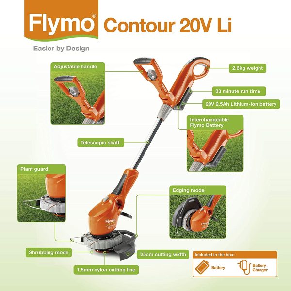 Contour Cordless 20V Li Grass Trimmer, 20V Li-Ion Battery, 25cm Cutting Width - Image 10