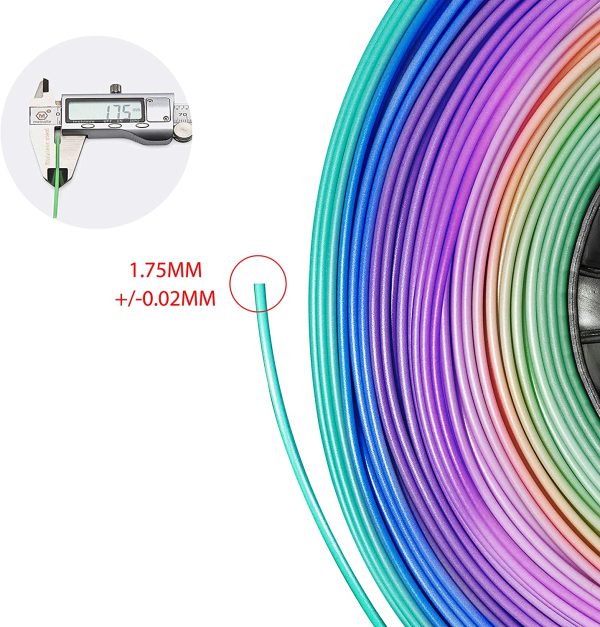 PLA Filament 3D Printer Filament 1.75mm 1kg Rainbow PLA Colour Changing Multicolor Filament 1kg(2.2lbs) Spool Pack of 1 XVICO - Image 5