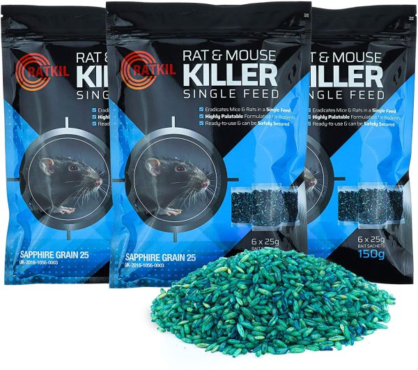 Ratkil Rat Poison (6 x25g) Rat Bait & Mouse Poison Grain - Strongest Maximum Strength Rodent Killer - Fast Acting, All Weather, Single Feed Bait Sachets - Image 4