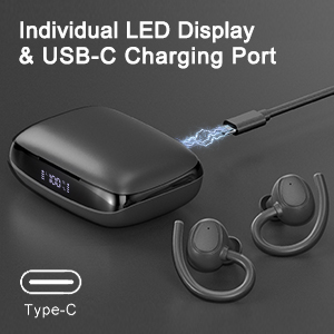 LCD Digital Display Type-C Cable usb headset with microphone true wireless earbuds