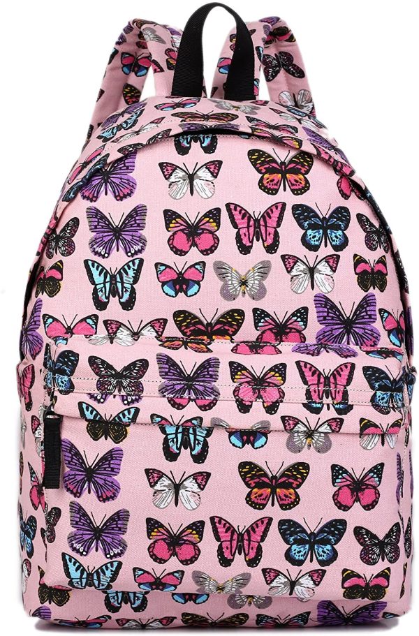 Miss LuLu Dog Polka Dot Flower Butterfly Plain Retro Fashion Backpack Rucksack School Bags - Image 3