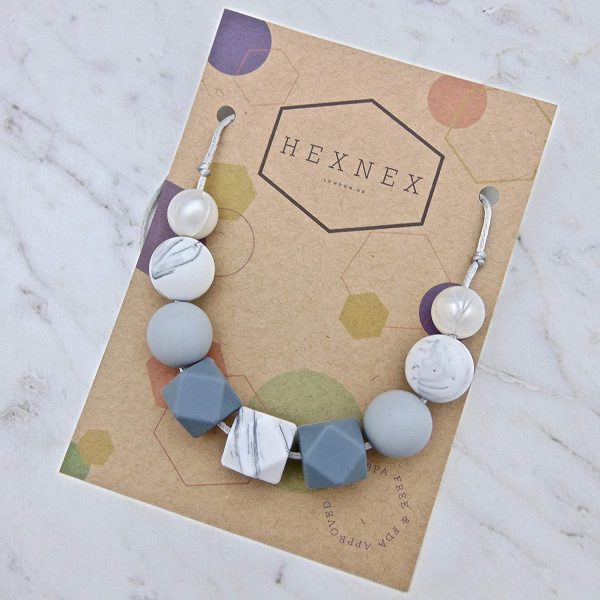 Grey Skies Silicone Teething Necklace for Mum Handy Breastfeeding Babywearing and Teething Aid New Mum Baby Shower Gift Fiddle Beads BPA Free - Image 8