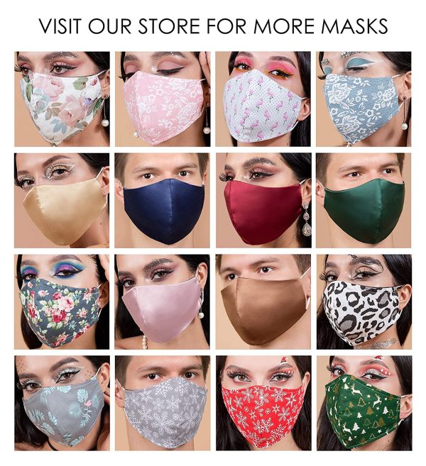 Floral Face Masks Washable UK, 100% Cotton 4 Layer Reusable Filter Pocket Mask, Womens Breathable Mouth Cover, Handmade in UK - Image 5