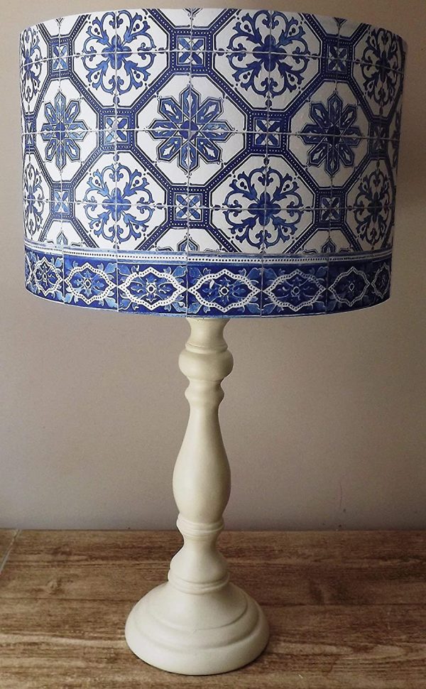 Blue Moroccan Tile Lampshade, vintage, shabby chic,Victorian - Image 4