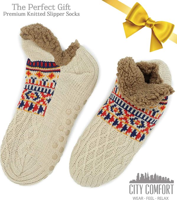 CityComfort Slipper Fluffy Socks for Women Men Heat Holding Sock Knitted Socks Wool Sherpa Fuzzy Bed Slippers One Size Non Slip - Image 2