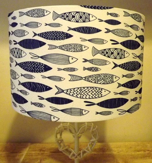 Blue Fish lamp shade,lampshade,vintage shabby chic. Bathroom, Nautical - Image 4