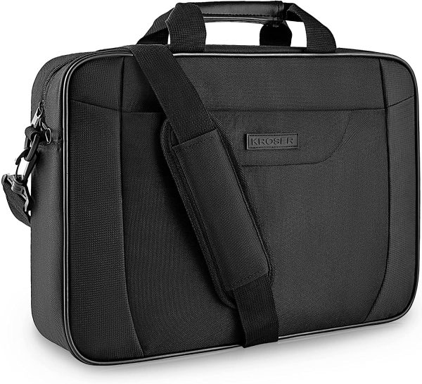 Laptop Bag 15.6 Inch Briefcase Laptop Shoulder Messenger Bag Water-Repellent Lightweight Urban Office Bag Business Carrying Handbag School Computer Bag for Men/Women-Black - Image 5