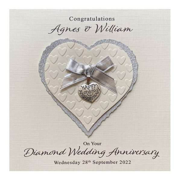 Personalised Diamond 60th Wedding Anniversary Card Luxury - Handmade UK - Image 3