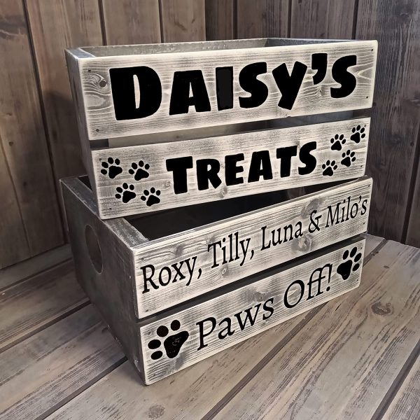 Dog Toy Box Personalised Storage Crate Handmade in England - Image 4