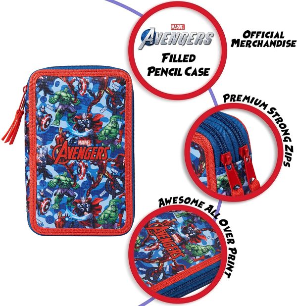 Marvel Large Pencil Case, Filled Pencil Cases with Avengers Stationary Sets, Marvel Gifts for Boys - Image 3