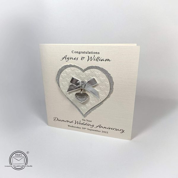 Personalised Diamond 60th Wedding Anniversary Card Luxury - Handmade UK