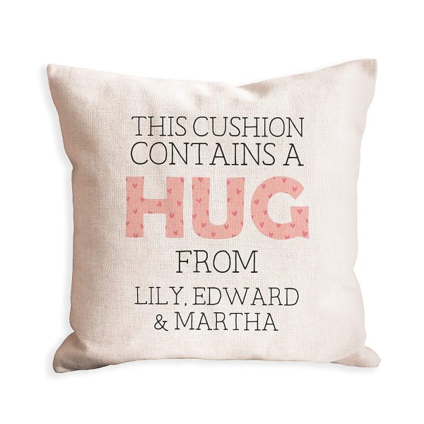 Personalised cushion contains a hug from peach | gift for mothers day birthday or christmas from son or daughter | presents for friend her women | best Mother Mam Mammy | distance love