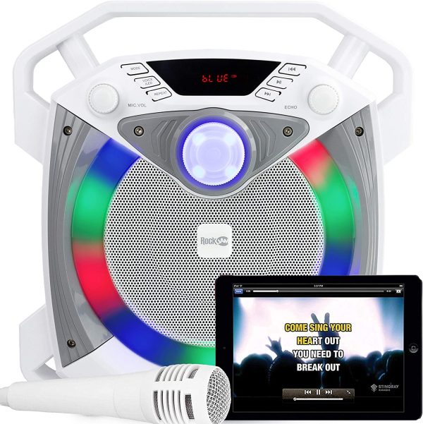 RockJam RJPS100 Singcube 12 Watt Rechargeable Bluetooth Karaoke Machine with Lights Voice Changer and Microphone - Image 4