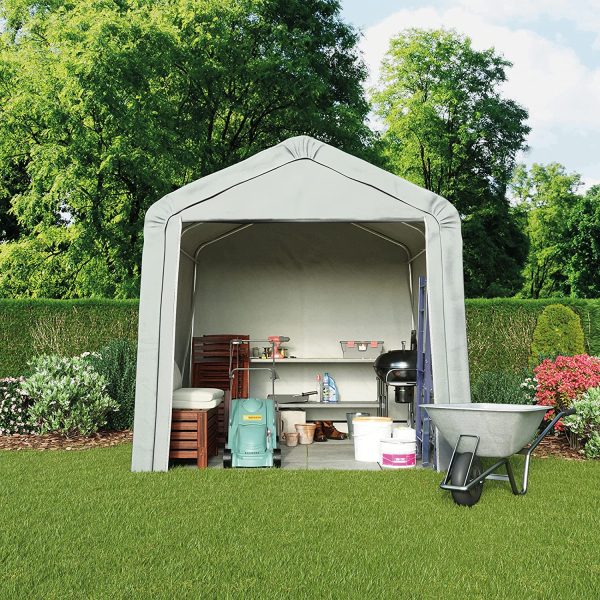 Garden Gear Portable Shed/Garage for Storage, Heavy Duty Galvanised Steel Frame, Extra Strong Waterproof Weatherproof Triple Layer Woven Polyethylene Cover with Apex Roof (6ft x 6ft) - Image 4