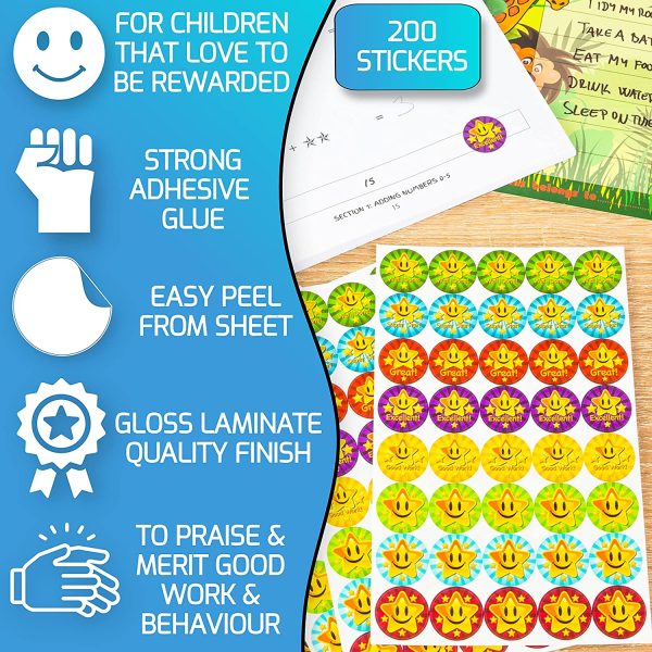 Innoveem Reward Stickers For Children - Teacher Stickers With A Great Selection Of Designs To Praise & Merit Good Work & Behaviour - Easy Peel With Strong Adhesive Glue [200 Pack] - Image 8