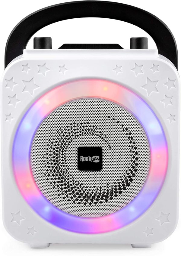 RockJam 10-Watt Rechargeable Bluetooth Karaoke Machine with Two Microphones, Voice Changing Effects & LED Lights - Black - Image 9