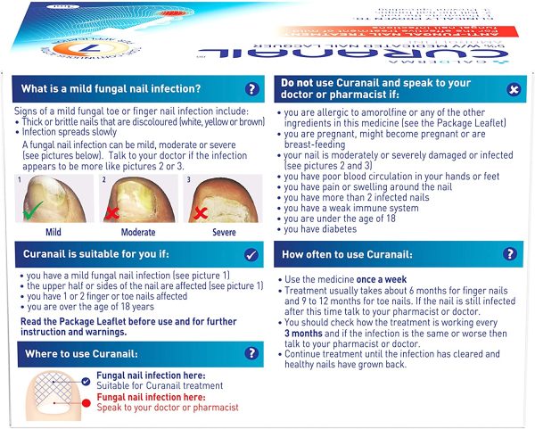 Curanail Fungal Nail Treatment Once Weekly Amorolfine 5%, Non-comedogenic, Dermatologist recommended, 1x 3ml