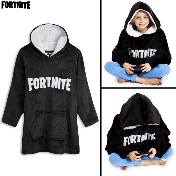 Fortnite Hoodie for Boys, Oversized Hoodie Sweatshirt Blanket, Super Soft Fleece Dressing Gown, Warm Comfortable Hooded Robe, Gifts for Gamers Boys Girls Teens 7-14 Years - Image 5