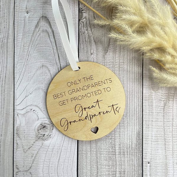 Only the Grandparents get promoted to Great Grandparents wooden engraved hanging sign, Pregnancy Announcement