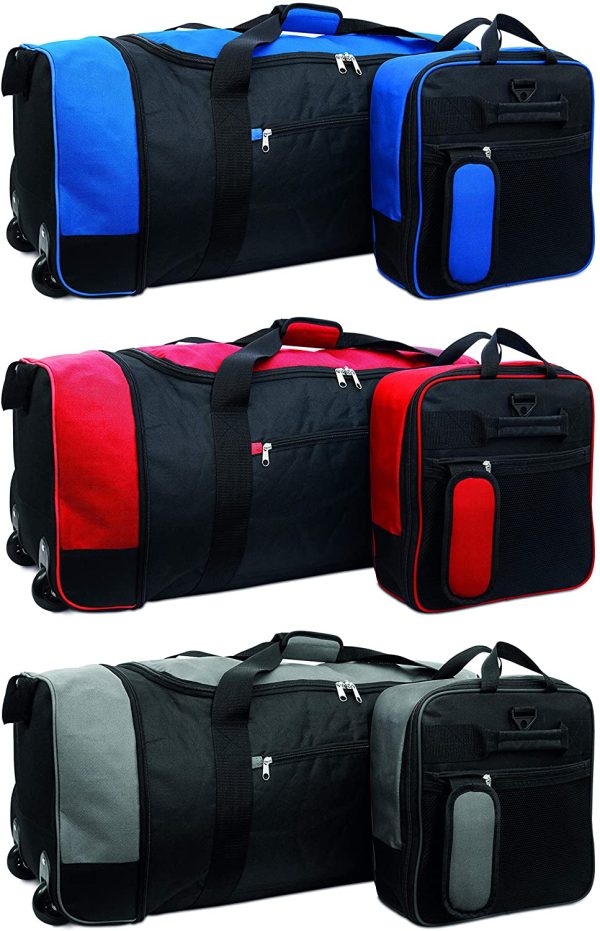 iN Travel Foldable Holdall Luggage Bag with Plastic Wheels. Use as a Lightweight Luggage Bag Suitcase or Backpack. Ideal for Travel, Sports kit & Equipment (Black/Red) - Image 5