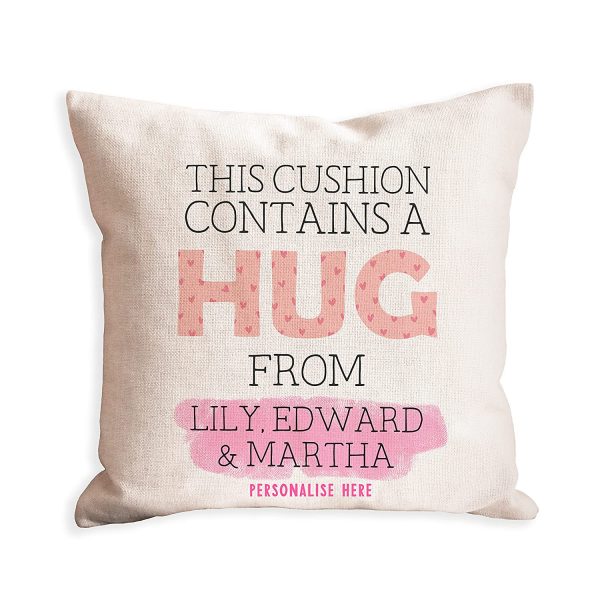 Personalised cushion contains a hug from peach | gift for mothers day birthday or christmas from son or daughter | presents for friend her women | best Mother Mam Mammy | distance love - Image 4